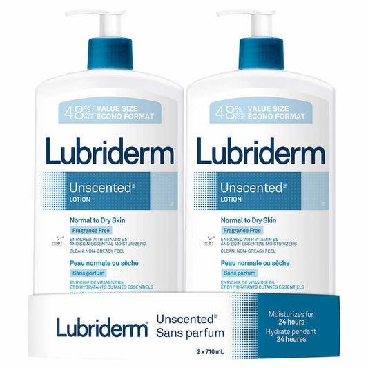 Lubriderm Unscented Lotion 2 x 710 mL great value - canavitam