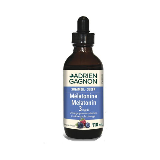 Adrien Gagnon - 3 bottle 110 ml each - MELATONIN LIQUID 3 MG -for Faster and Softer Sleep, Wildberry Flavour - canavitam