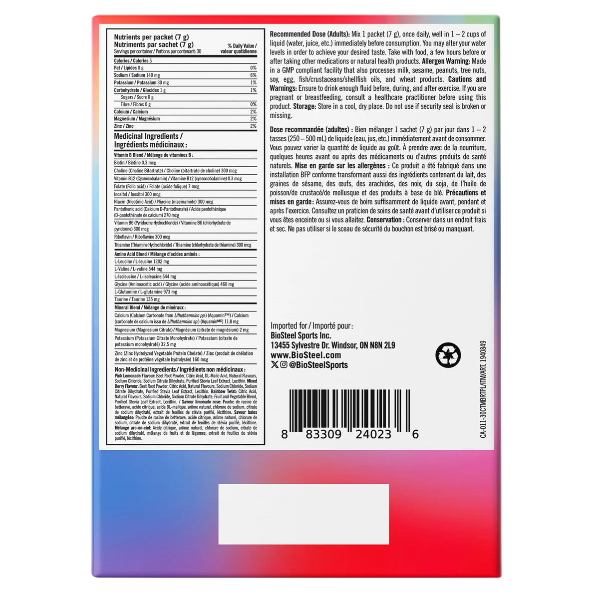 Biosteel Hydration Mix Electrolytes, 30 x 7 g