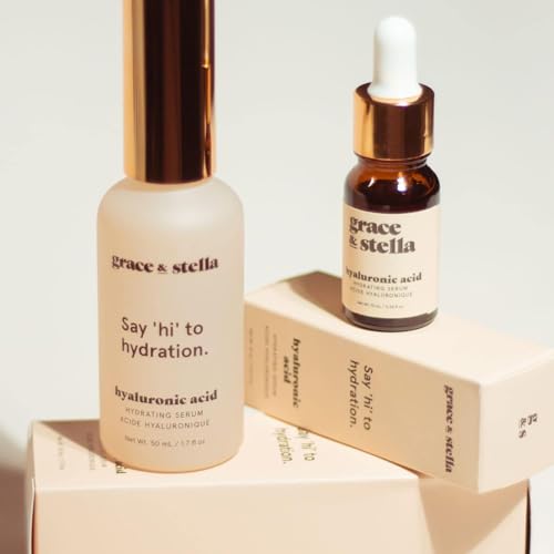 grace & stella  Hyaluronic Acid Serum (50ml) - Vegan -  Acido Hialuronico to Hydrate and Remove Fine Lines + Wrinkles, Boost Collagen - - canavitam