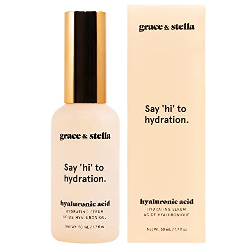 grace & stella  Hyaluronic Acid Serum (50ml) - Vegan -  Acido Hialuronico to Hydrate and Remove Fine Lines + Wrinkles, Boost Collagen - - canavitam