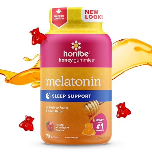 Honibe Melatonin Sleep Support Gummies 2.5 mg | Honey-Based Gummies Made in Canada 70 gummies - canavitam