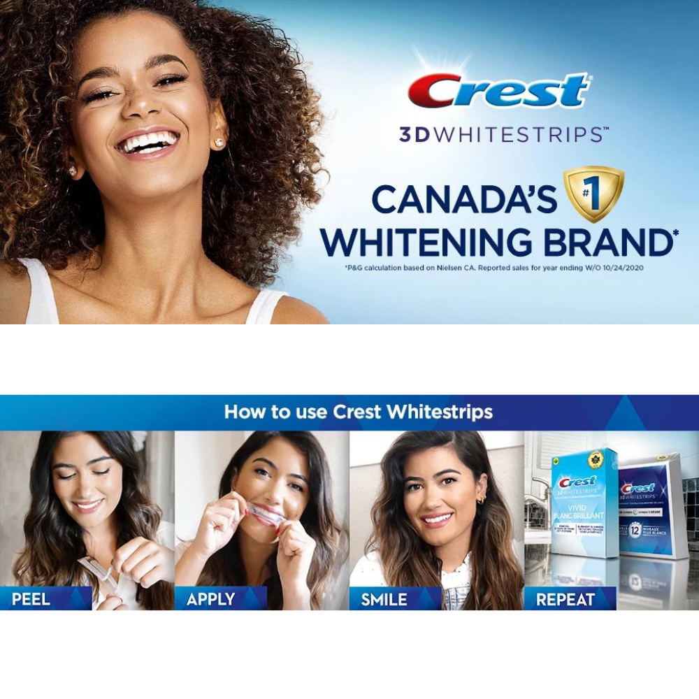 Crest 3D White Whitestrips Teeth Whitening Kit 20 Strips - canavitam