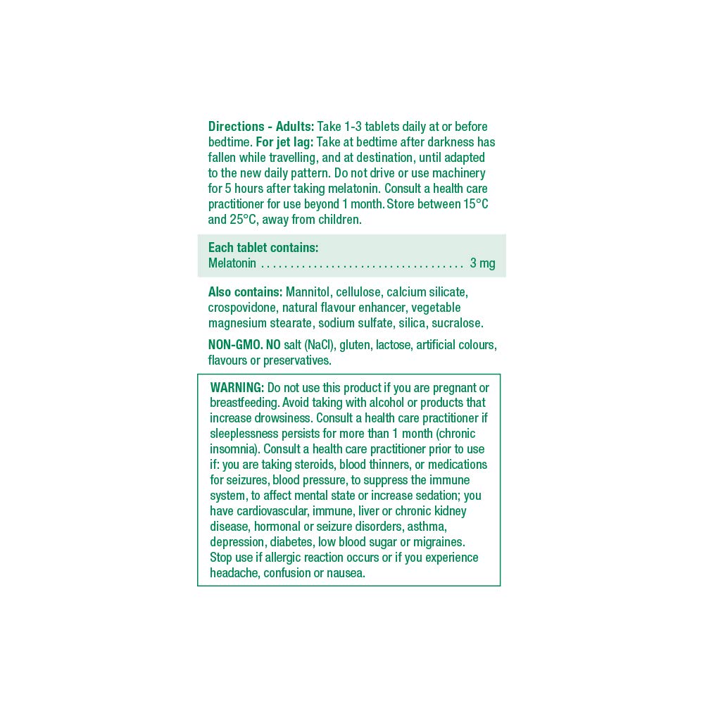 Melatonin 3 mg - Unflavoured Fast Dissolving Tablets , 100 Count (Pack of 1) - canavitam