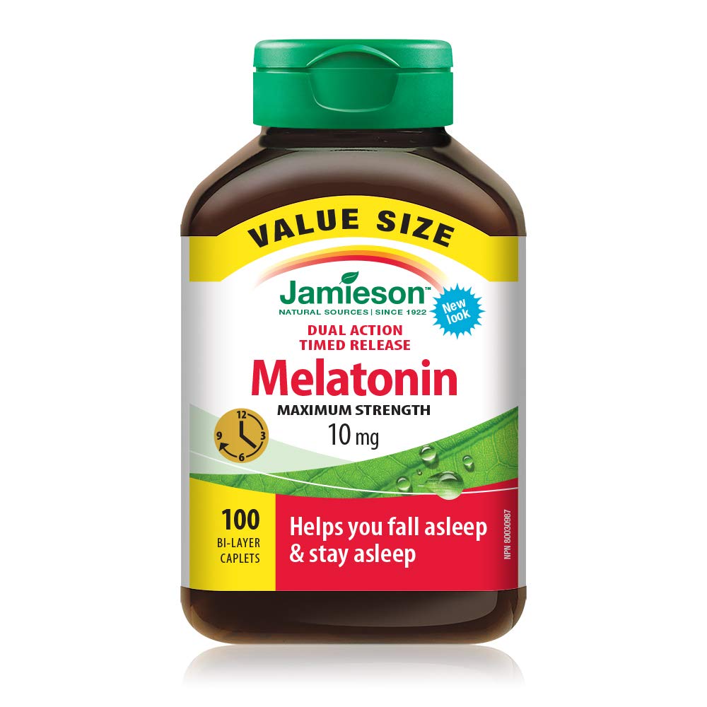 Melatonin 10 mg Maximum Strength Dual Action Timed Release - Value Size, Gluten-Free , 100 Count (Pack of 1) - canavitam