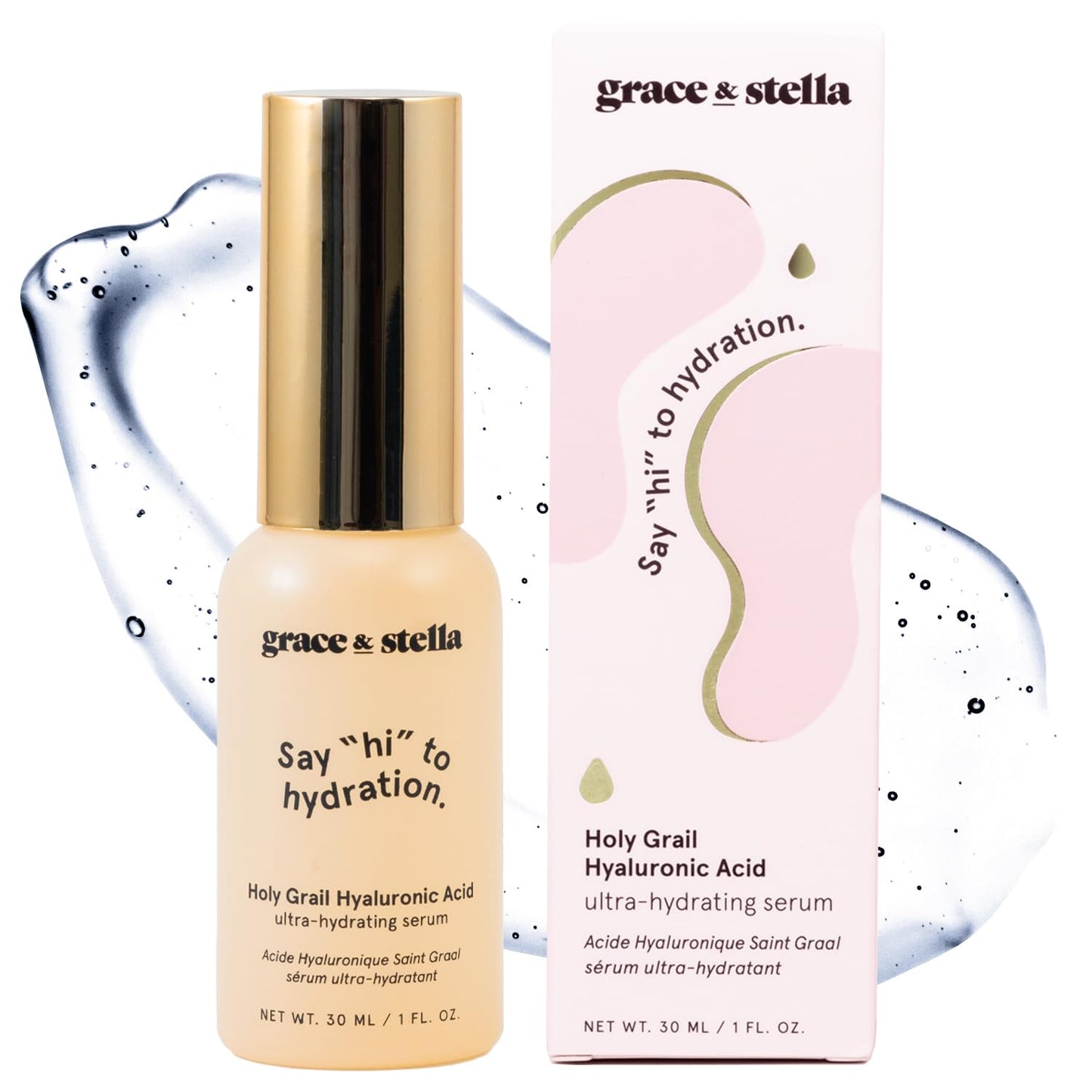 grace & stella  Hyaluronic Acid Serum (50ml) - Vegan -  Acido Hialuronico to Hydrate and Remove Fine Lines + Wrinkles, Boost Collagen - - canavitam