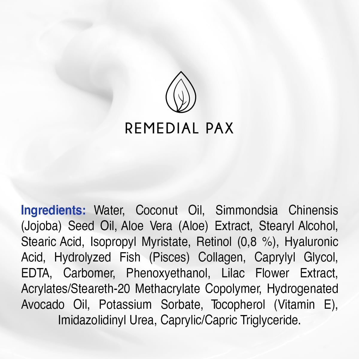 REMEDIAL PAX Collagen Cream for Face with Retinol and Hyaluronic Acid, Day Night Anti Agingr, Hydrating Lotion, Moisturizing to Reduce Wrinkles Women Men - canavitam