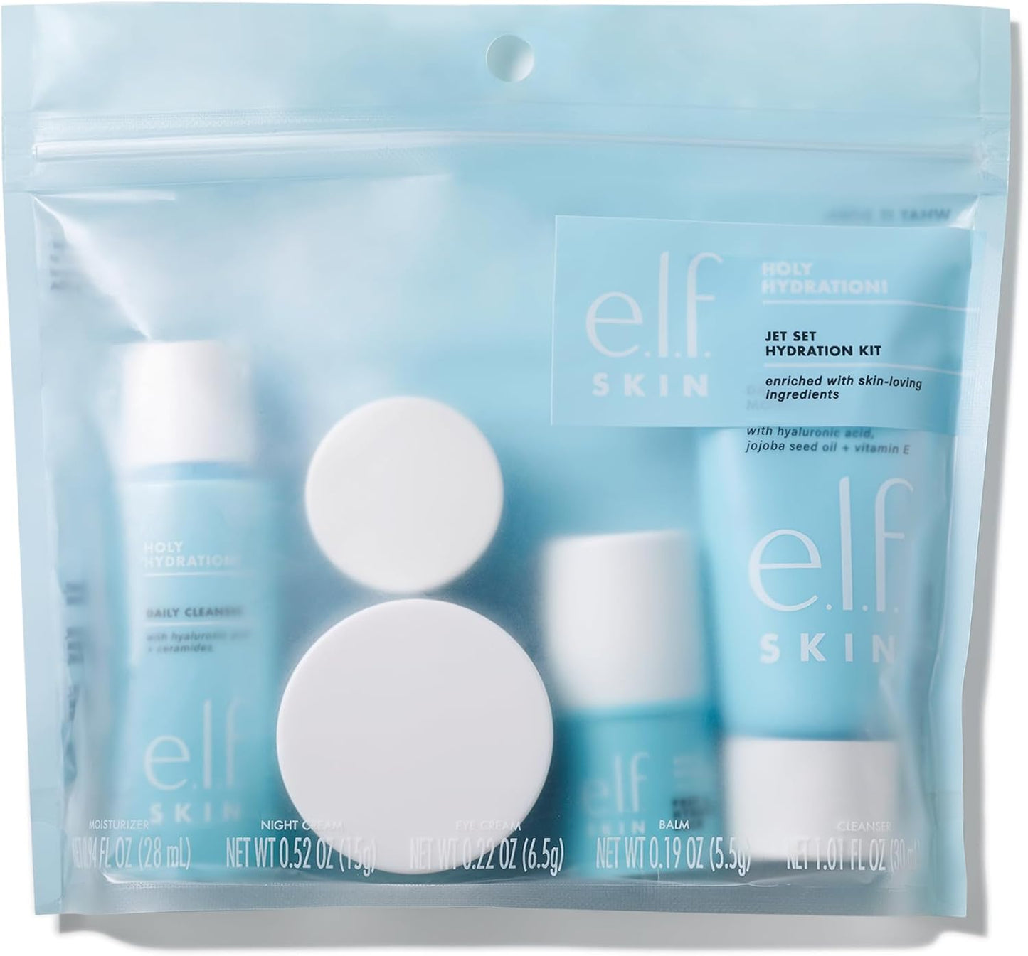 e.l.f. Jet Set Hydration Kit, Travel Friendly Hydrating Skincare Set, Face Cleanser, Balm, Moisturizer, Eye Cream & Night Cream, Vegan & Cruelty-Free - canavitam