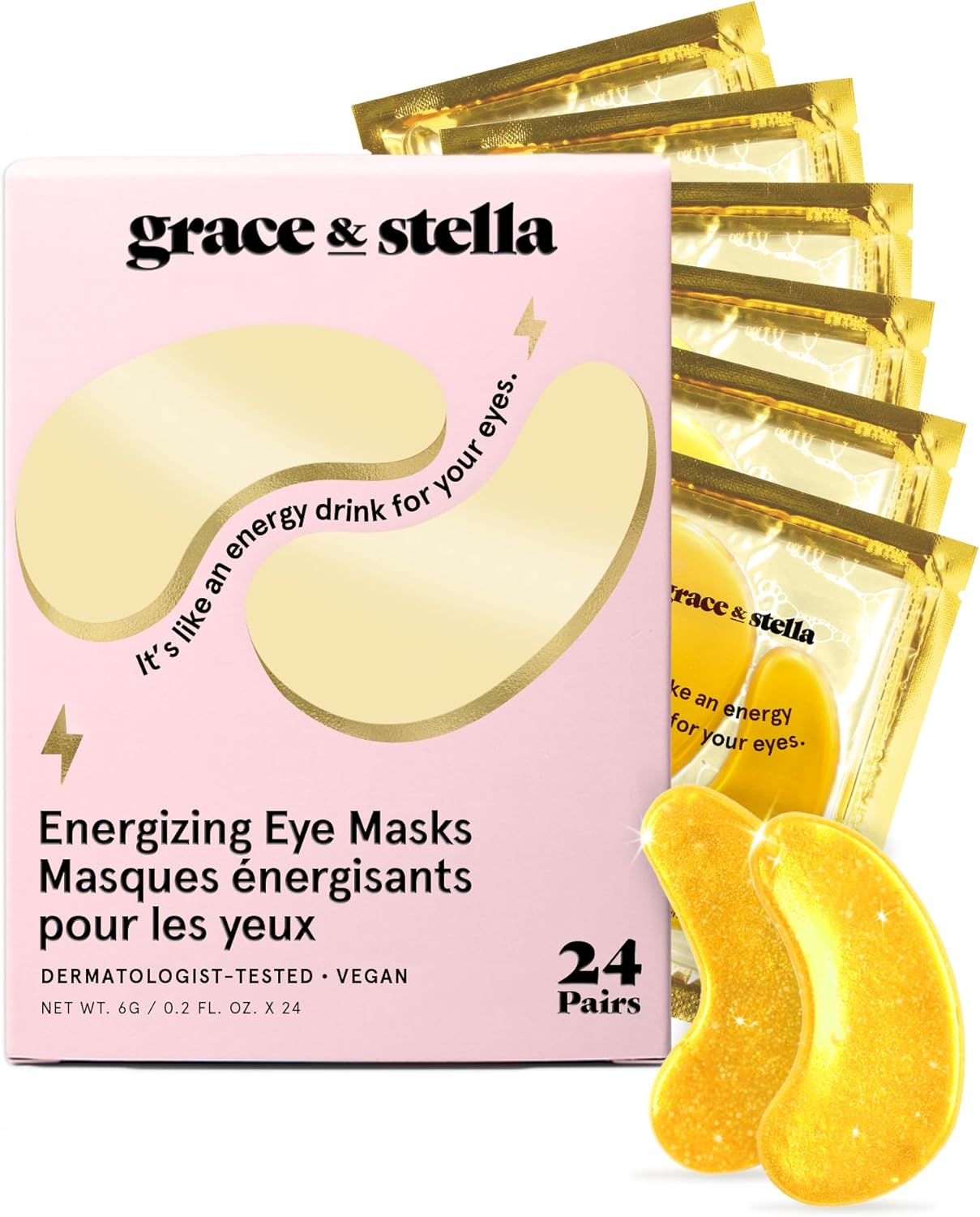 grace & stella Under Eye Mask -Under Eye Patches to Reduce Dark Circles, Puffy Eyes, Wrinkles, Vegan (48 Pairs, Gold) - canavitam