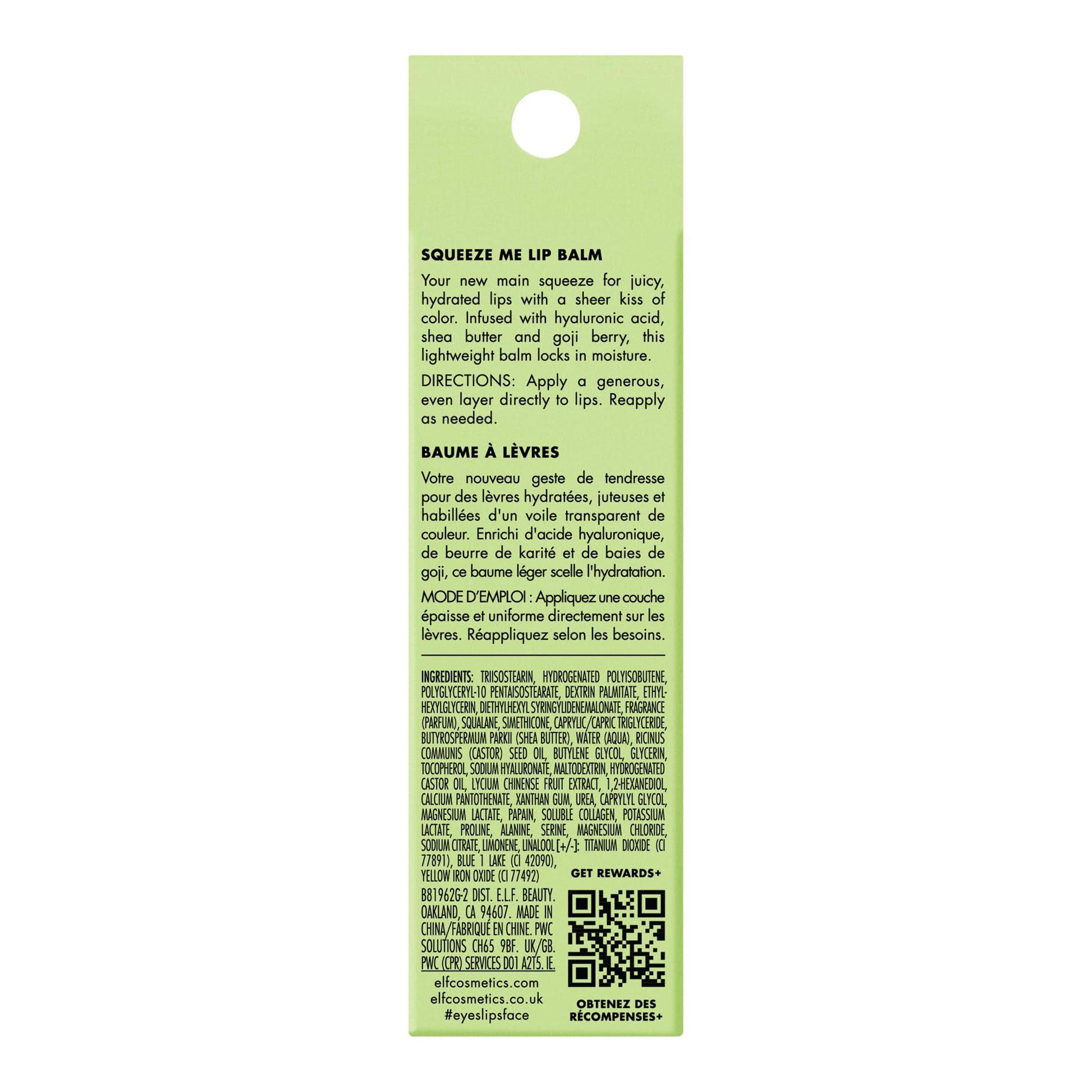 e.l.f. Squeeze Me Lip Balm, Moisturizing Lip Balm For A Sheer Tint Of Colour, Infused With Hyaluronic Acid, Vegan & Cruelty-free, Strawberry - canavitam