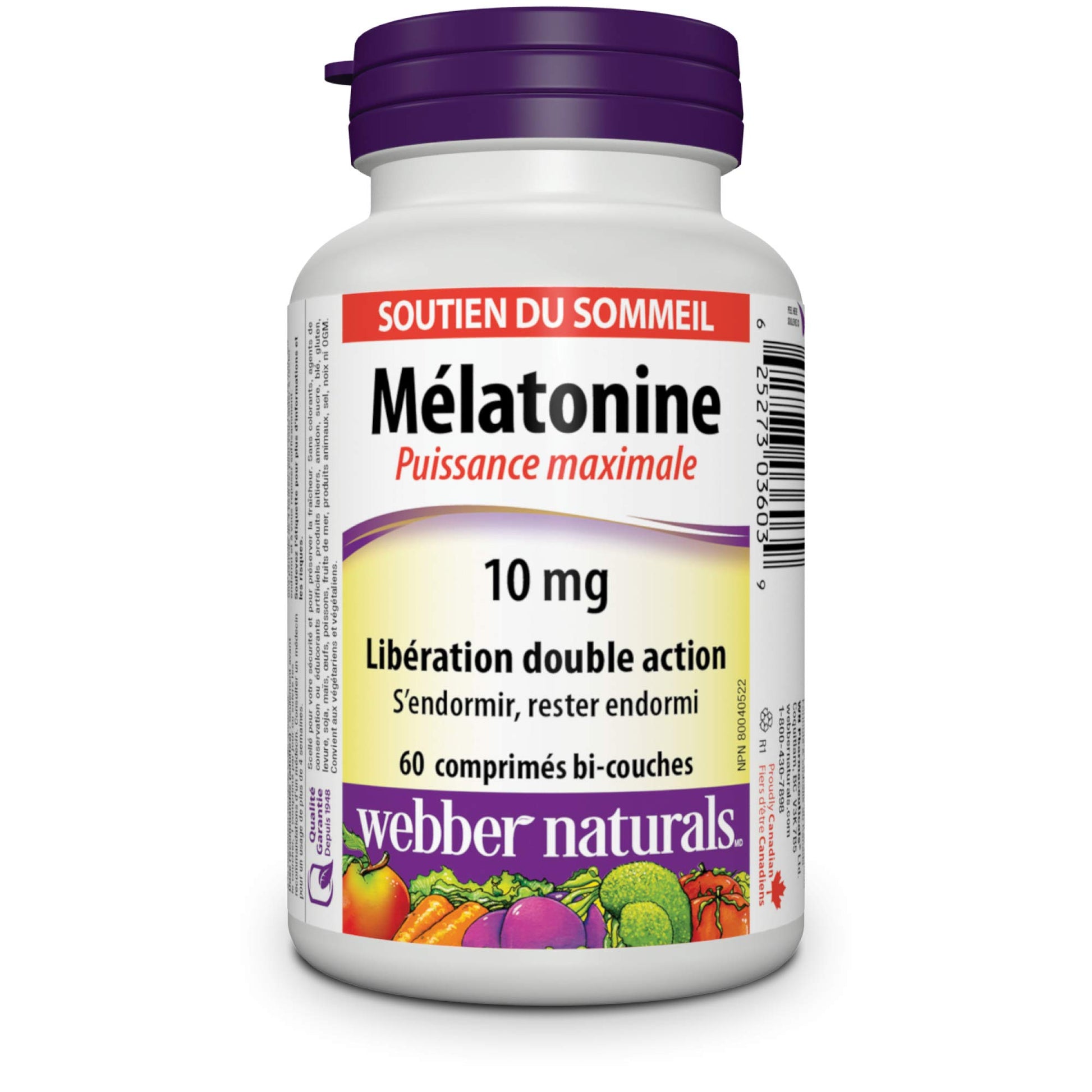 Webber Naturals Melatonin 10 mg Maximum Strength, 120 Dual Action Release Tablets, For Sleep Support, Vegan - canavitam