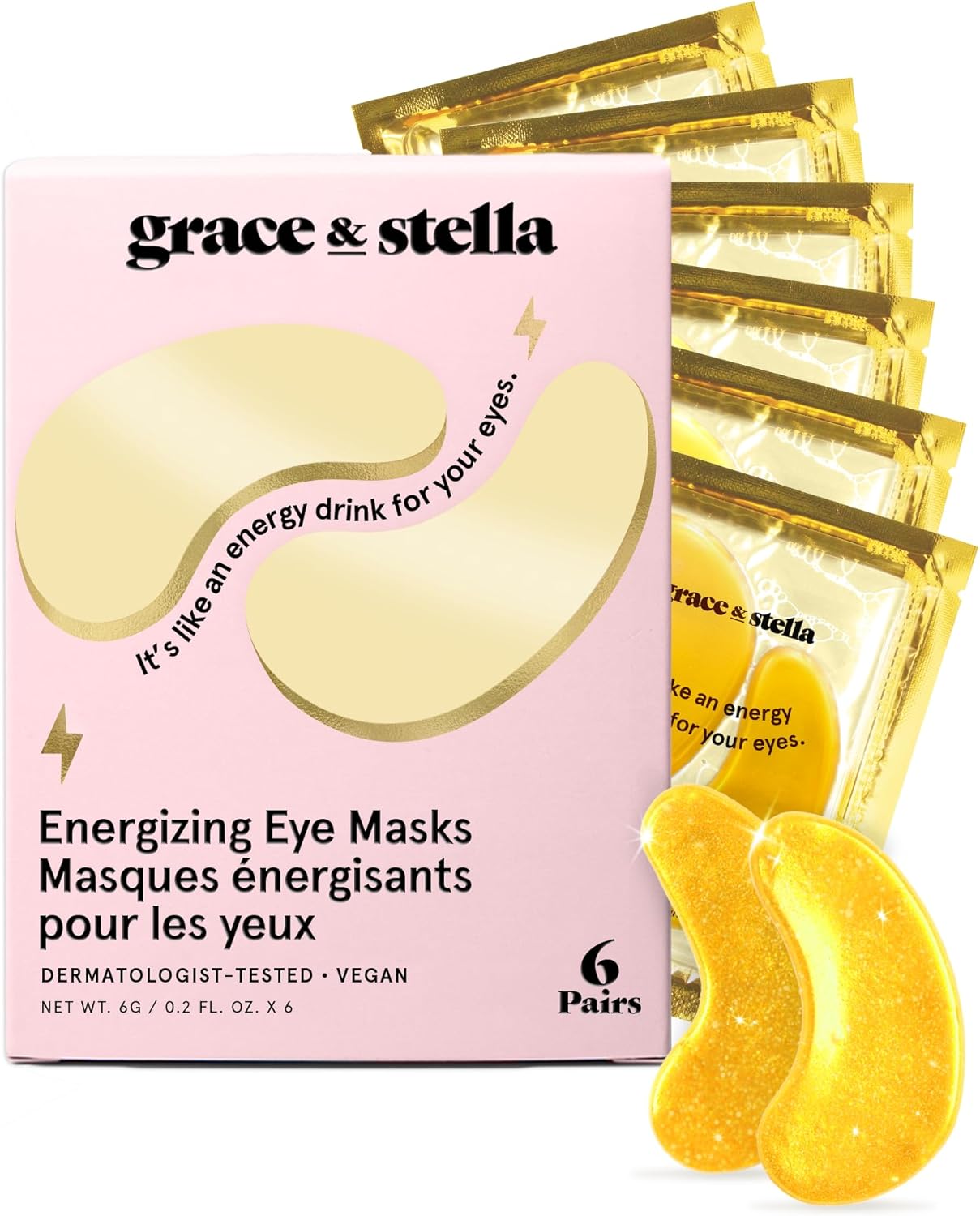 grace & stella Under Eye Mask -Under Eye Patches to Reduce Dark Circles, Puffy Eyes, Wrinkles, Vegan (48 Pairs, Gold) - canavitam
