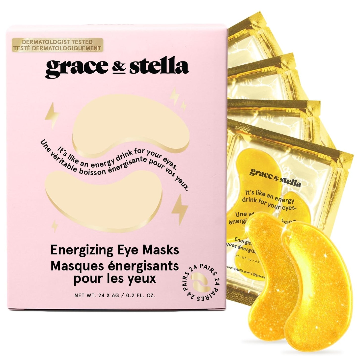 grace & stella Under Eye Mask -Under Eye Patches to Reduce Dark Circles, Puffy Eyes, Wrinkles, Vegan (48 Pairs, Gold) - canavitam