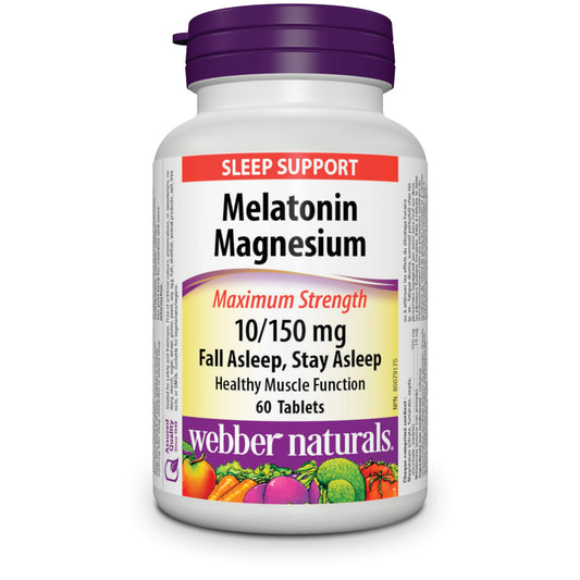 Webber Naturals Melatonin 10 mg with 150 mg of Magnesium, 60 Tablets - canavitam