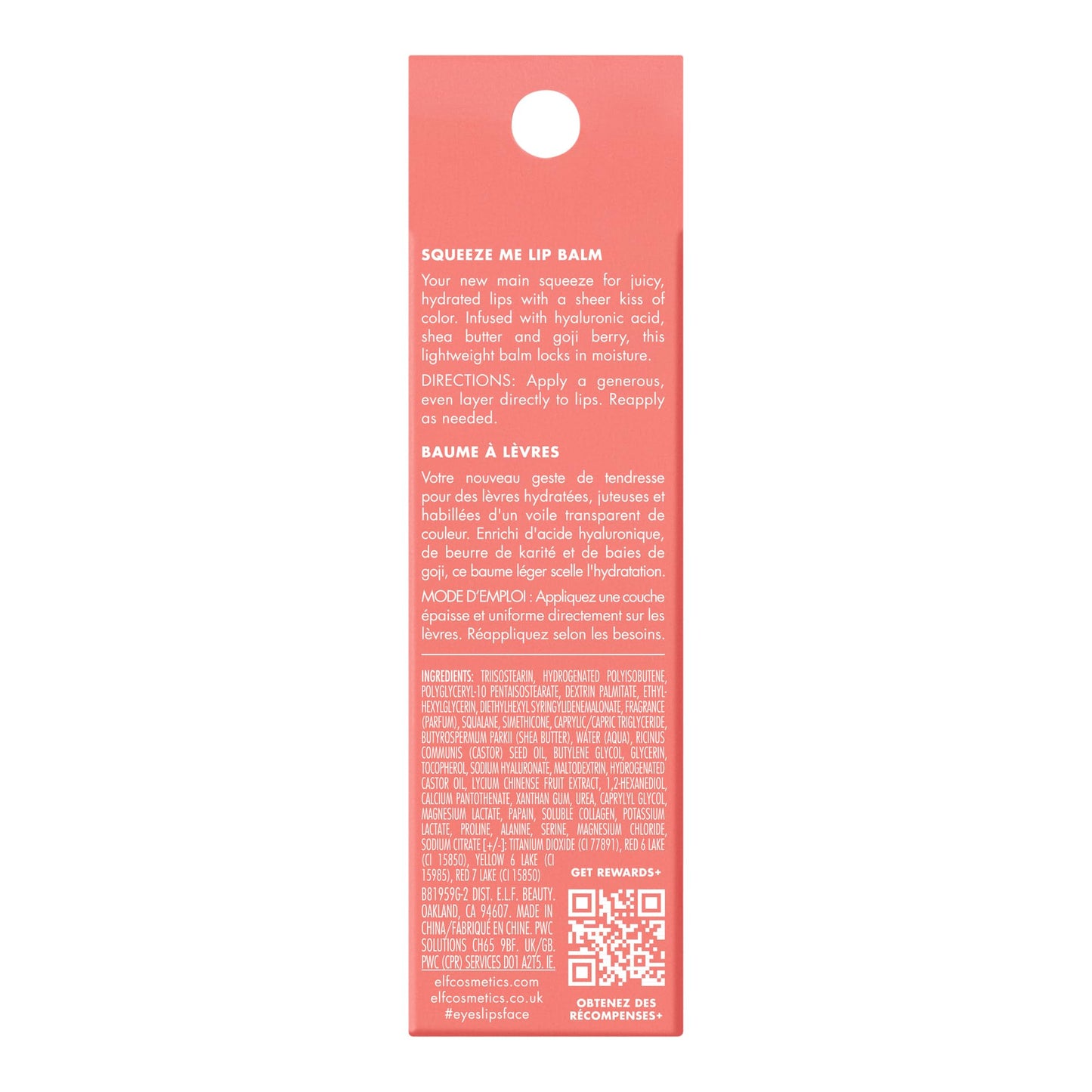 e.l.f. Squeeze Me Lip Balm, Moisturizing Lip Balm For A Sheer Tint Of Colour, Infused With Hyaluronic Acid, Vegan & Cruelty-free, Strawberry - canavitam