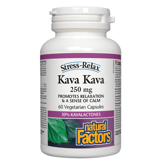 Natural Factors - Kava Kava 250mg, Stress-Relax, 60 Vegetarian Capsules - canavitam