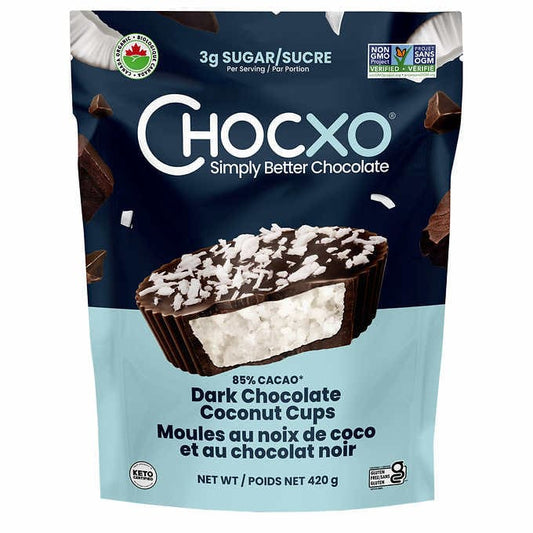 Chocxo Keto Dark Chocolate Coconut Cups, 420 g - canavitam
