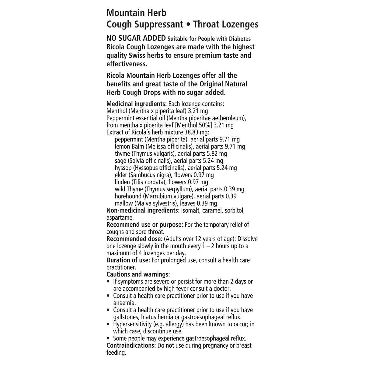 Ricola Mountain Herb Lozenges, 2 x 50 Lozenges - canavitam