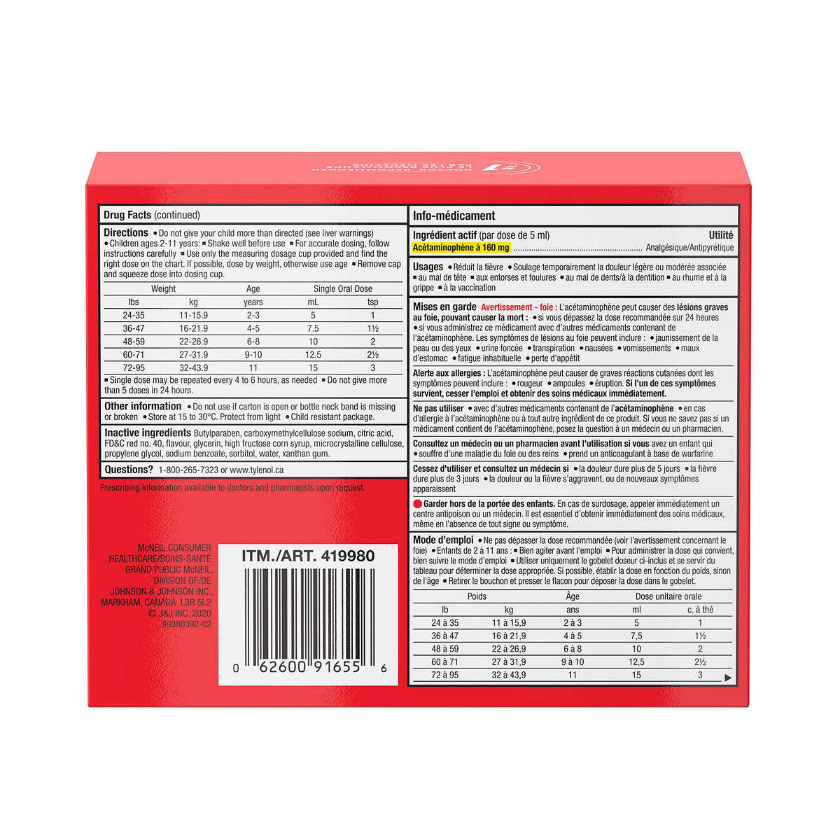 Children's Tylenol Pain Reliever  Liquid - 100mL Bottle, 3-pack - canavitam