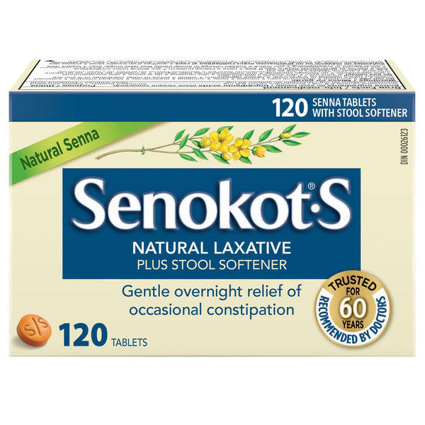 Senokot Stool Softener with Natural Senna – 120 Vegetable Tablets - canavitam