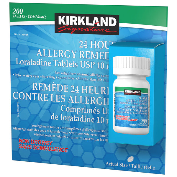 Kirkland Signature 10mg Loratadine 24 Hour Allergy Remedy , 200Tablets - canavitam