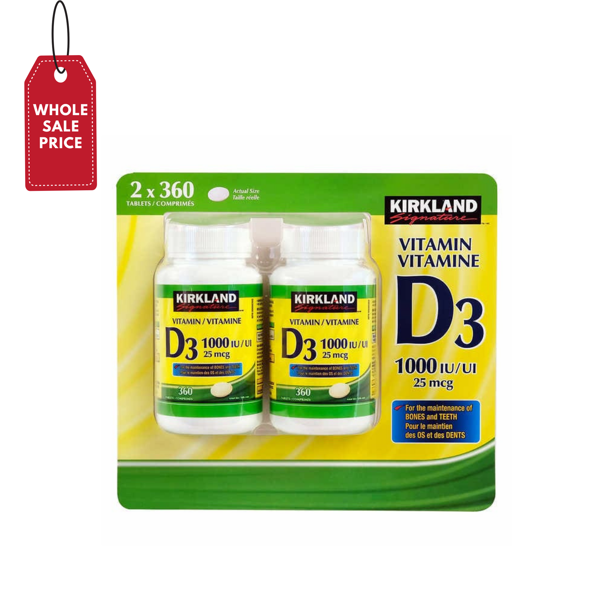 Kirkland Signature Vitamin D3, 1000 IU, 720 tablets  2-packs - canavitam
