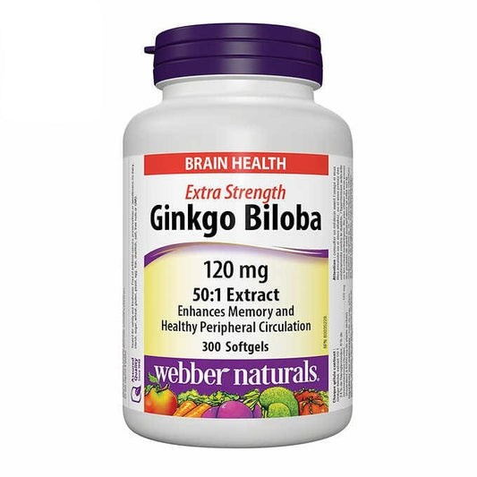 webber naturals Ginkgo Biloba 120mg  300 Softgels - canavitam