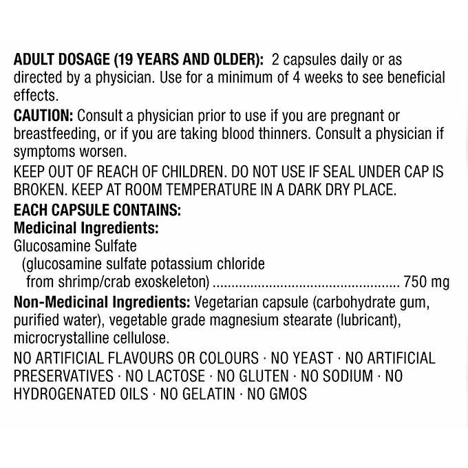 Kirkland Signature Glucosamine Sulfate 750 mg - 420 vegetarian capsules - canavitam