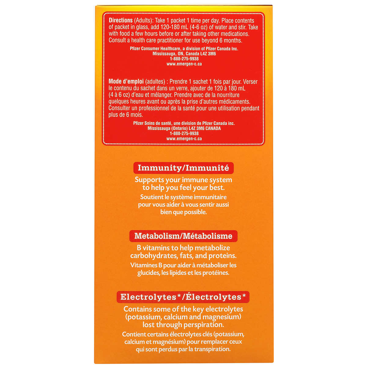 Emergen-C Super Orange, 1000mg Vitamin C - 90 packets - canavitam
