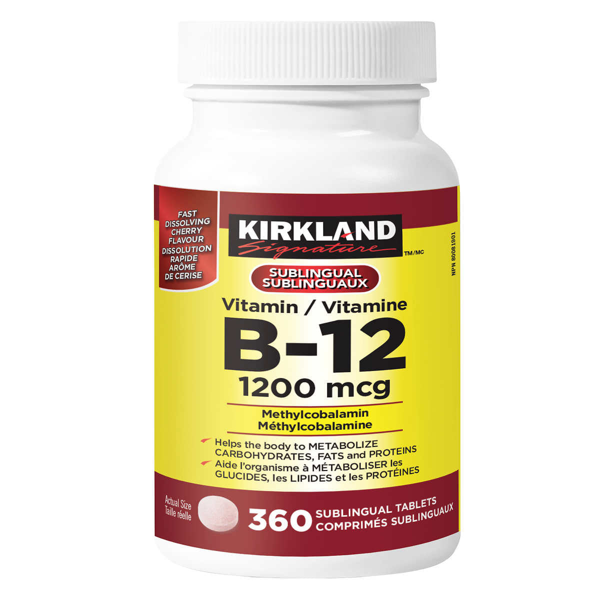 Kirkland Signature Vitamin B12, 360 Tablets - canavitam