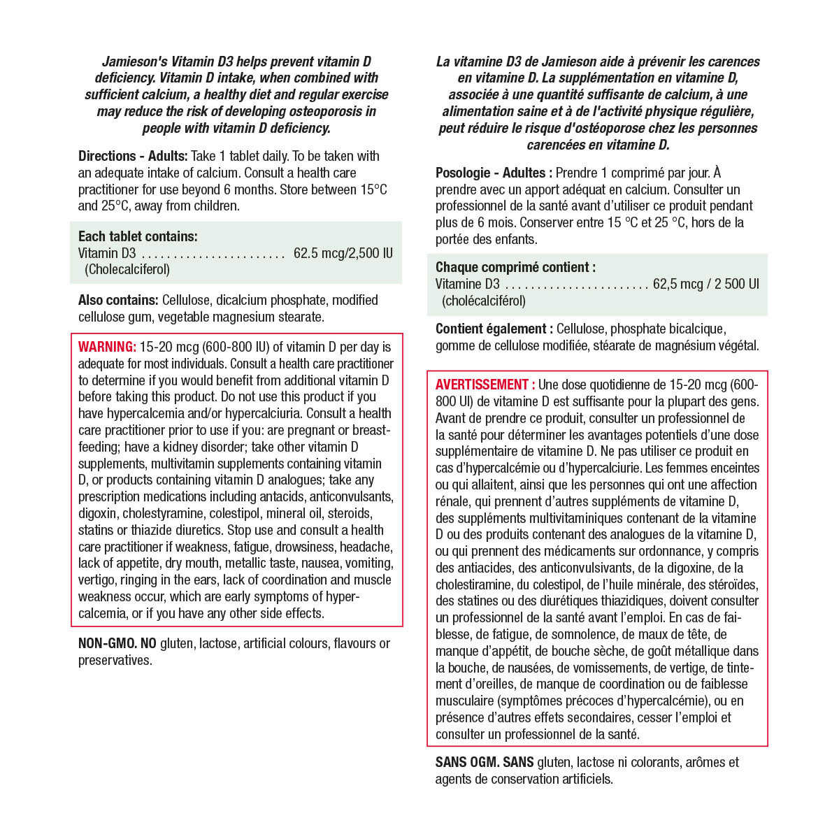 Jamieson Vitamin D3 2500IU. - 365 capsuls - canavitam