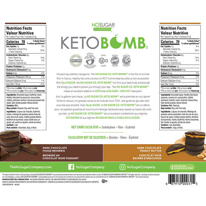No Sugar Keto Bomb 30 bar × 17 g - canavitam