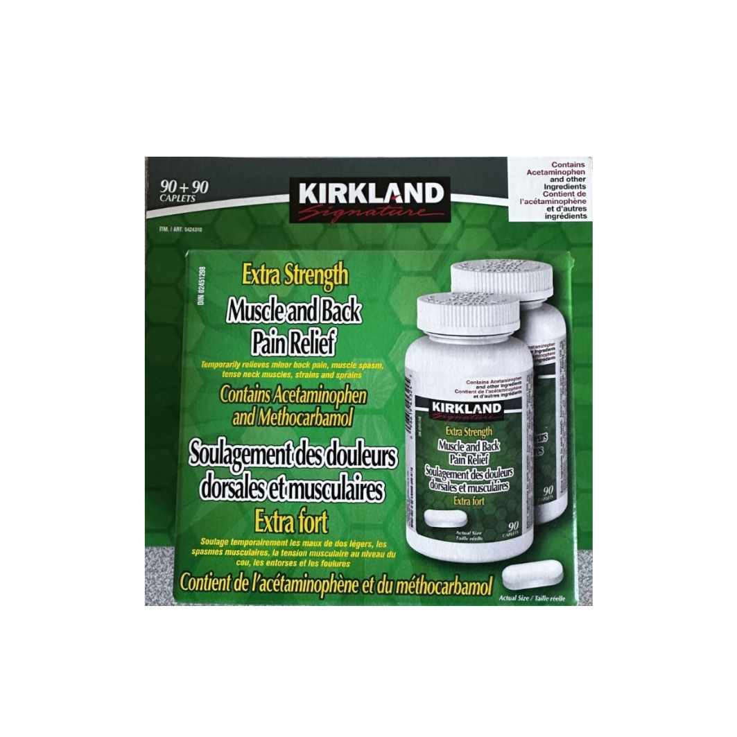 Kirkland Signature Extra Strength Muscle & Back Pain Relief 180 Caplets
