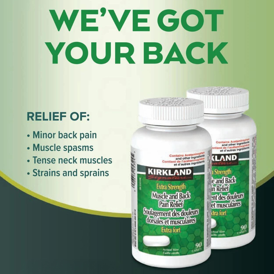 Kirkland Signature Extra Strength Muscle & Back Pain Relief 180 Caplets