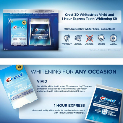 Crest 3D White Whitestrips Teeth Whitening Kit 20 Strips - canavitam