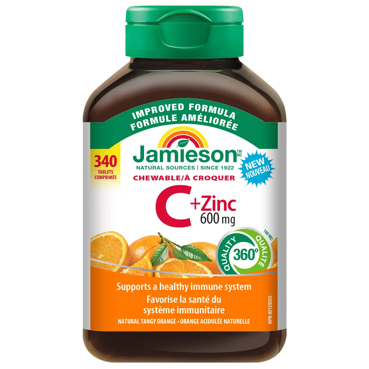 Jamieson Chewable Vitamin C + Zinc, 500 mg, 340 Tablets - canavitam