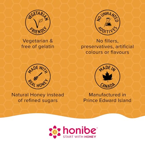 Honibe Melatonin Sleep Support Gummies 2.5 mg | Honey-Based Gummies Made in Canada 70 gummies