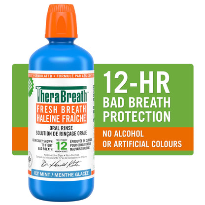 TheraBreath Fresh Breath Oral Rinse - Icy Mint | Fights Bad Breath | Certified Vegan, Gluten-Free, & Kosher - canavitam