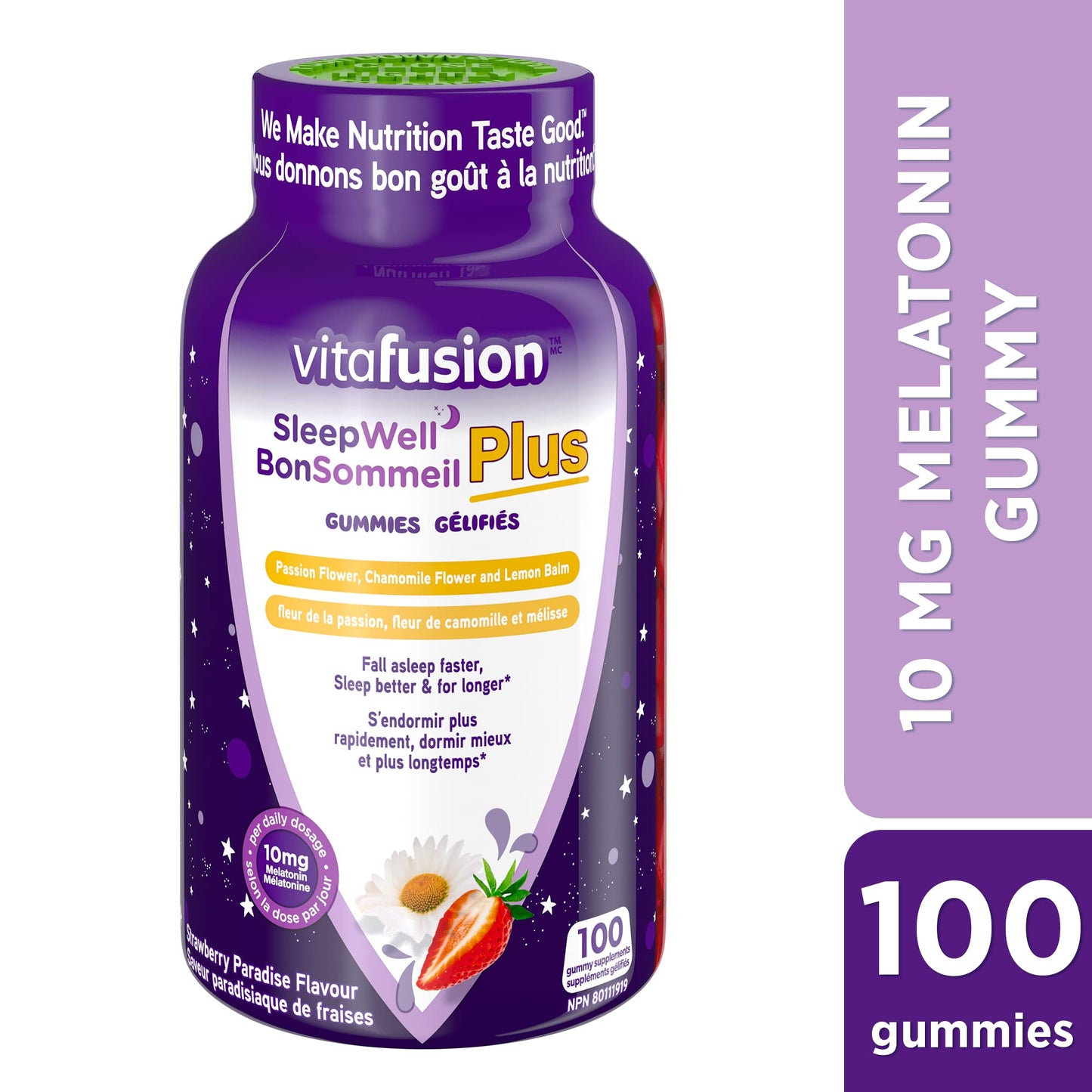 Vitafusion Sleepwell Plus Adult Vitamin Gummies, 10mg Melatonin Per Daily Dose,  100 Count,