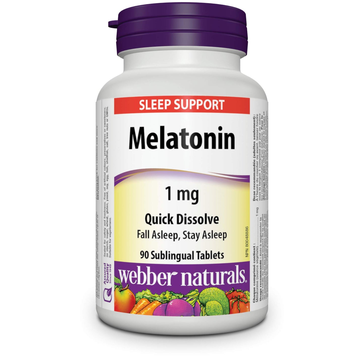 Webber Naturals Melatonin 1 mg, 90 Quick Dissolve Tablets, For Sleep Support, Vegetarian