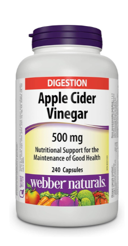 Webber Naturals Apple Cider Vinegar 500 mg , 240 Capsules, Sugar Free