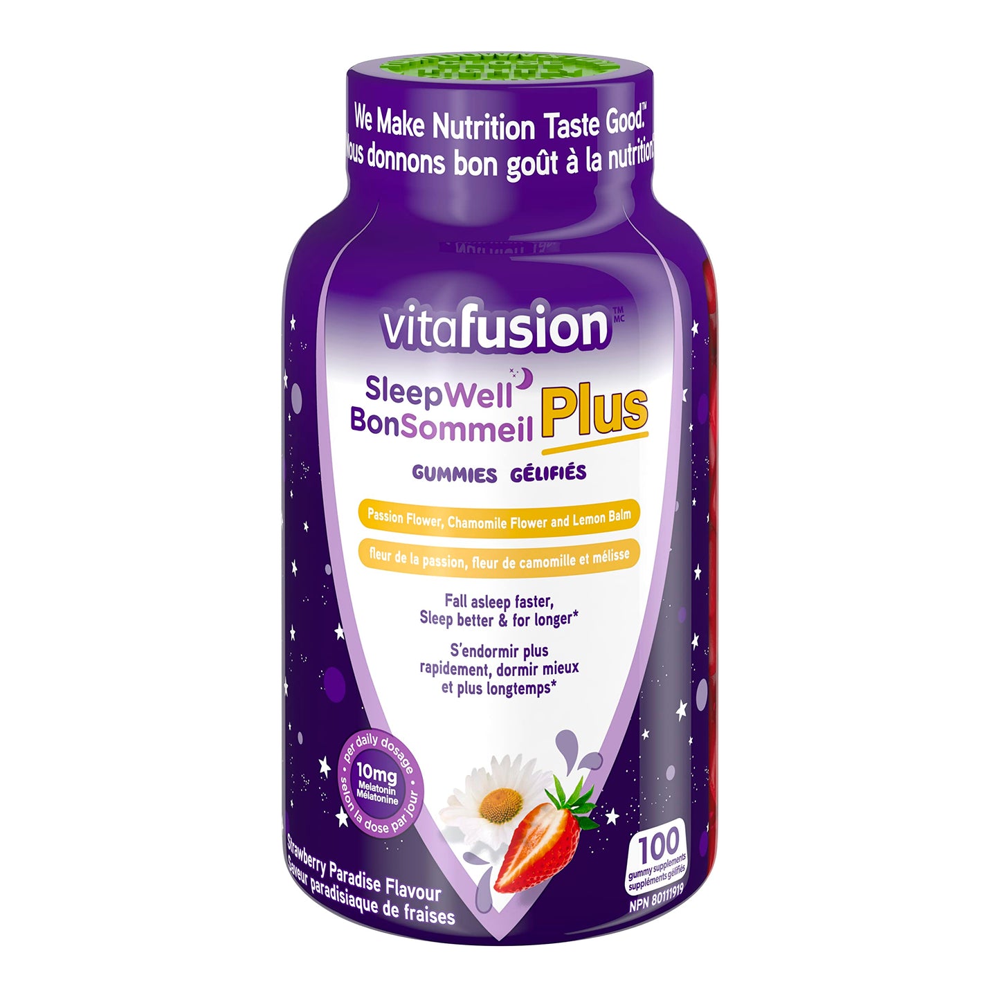 Vitafusion Sleepwell Plus Adult Vitamin Gummies, 10mg Melatonin Per Daily Dose,  100 Count,