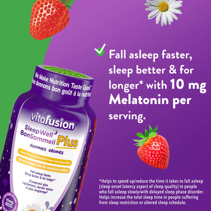 Vitafusion Sleepwell Plus Adult Vitamin Gummies, 10mg Melatonin Per Daily Dose,  100 Count, - canavitam
