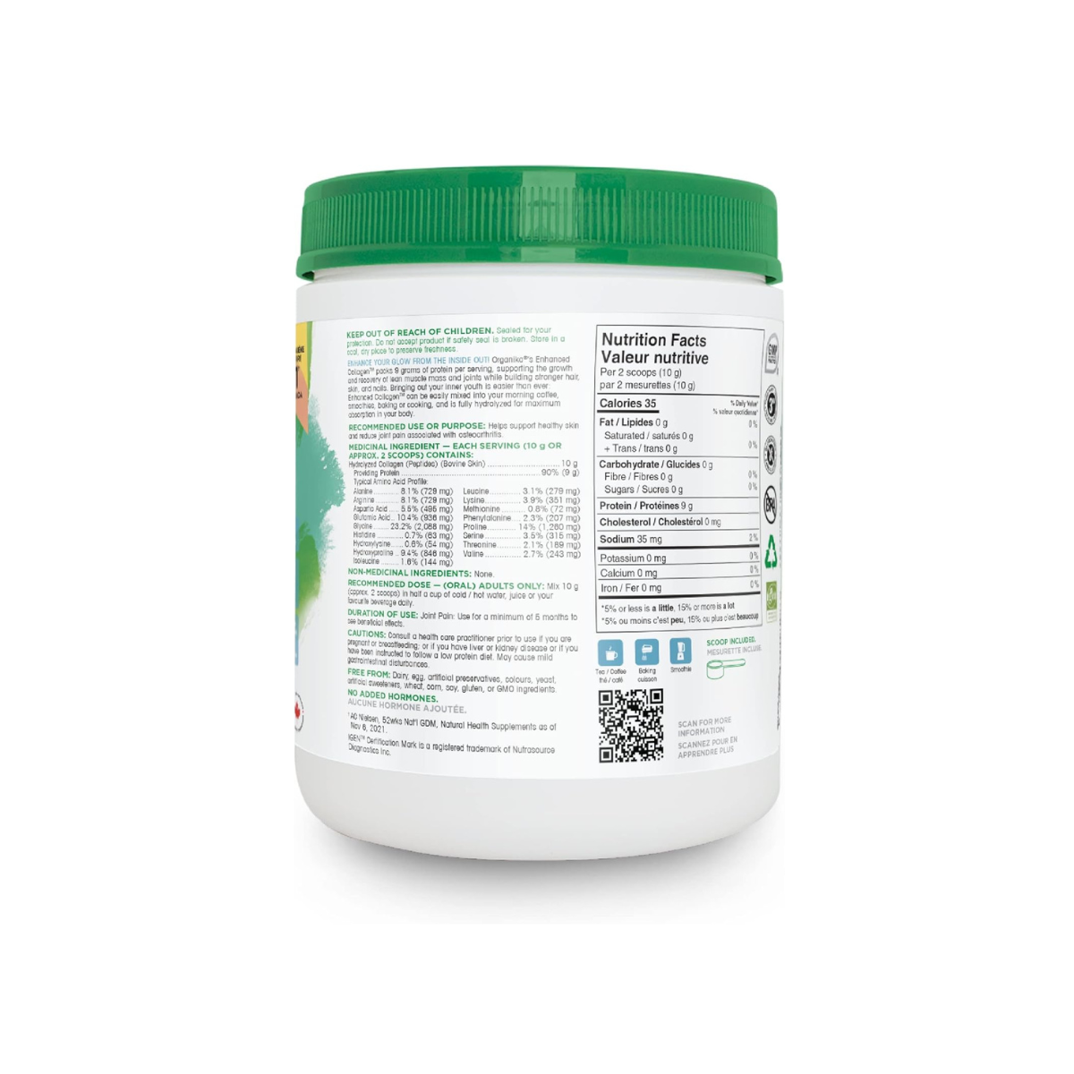 Organika Enhanced Collagen Peptides Protein Powder - 500 g