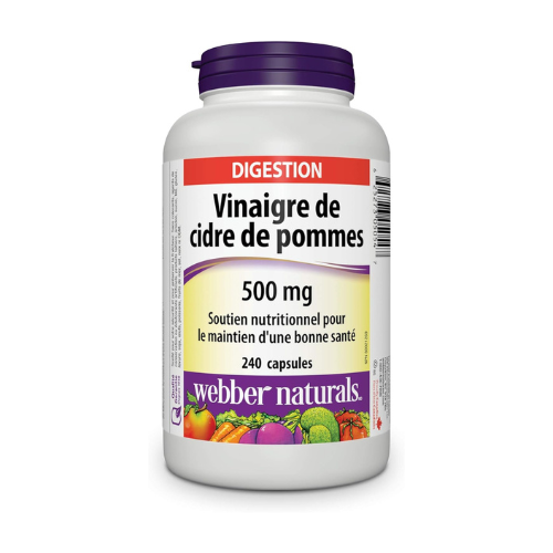 Webber Naturals Apple Cider Vinegar 500 mg , 240 Capsules, Sugar Free