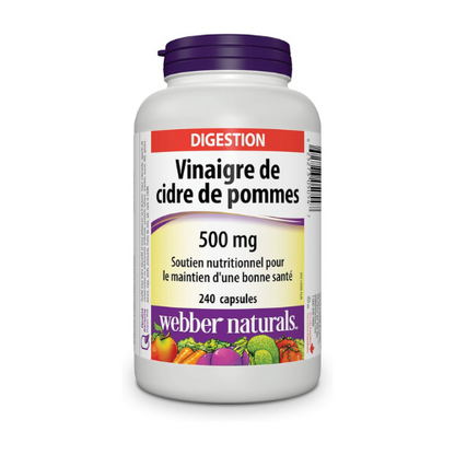 Webber Naturals Apple Cider Vinegar 500 mg , 240 Capsules, Sugar Free - canavitam