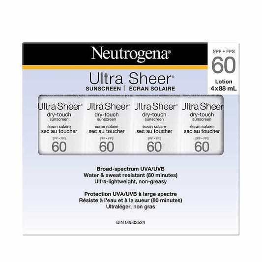 Neutrogena Ultra Sheer Dry-Touch Sunscreen SPF 60 - 4 x 88 mL - canavitam