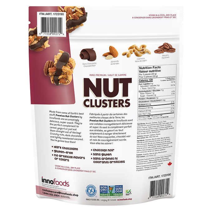 Innofoods Nut Clusters with Dark Chocolate & Crispy Almond Puffs, 454 g keto - canavitam