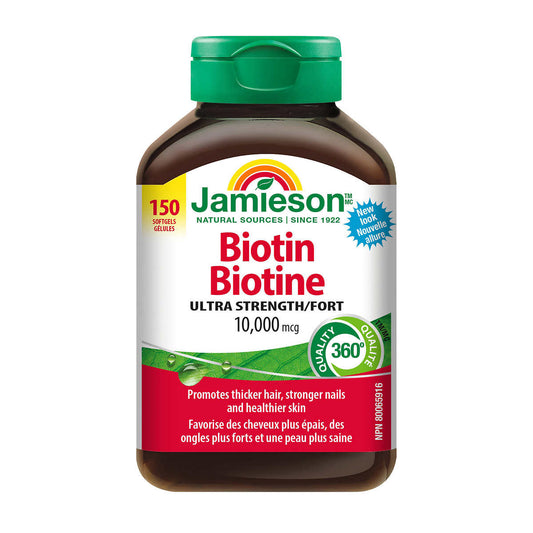 Jamieson Biotin 10,000 mcg, 150 Softgels - canavitam