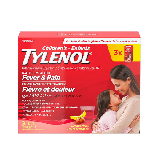 Children's Tylenol Pain Reliever  Liquid - 100mL Bottle, 3-pack - canavitam
